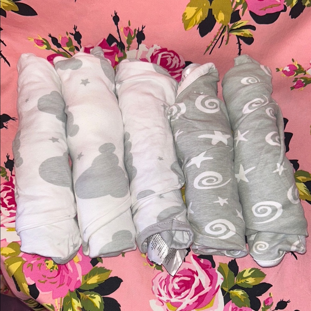 Cambria organic cotton 6 set Sm Md Gray Swaddle with Cloud Pattern